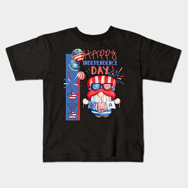 Happy 4th of July Kids T-Shirt by SaSz_Art